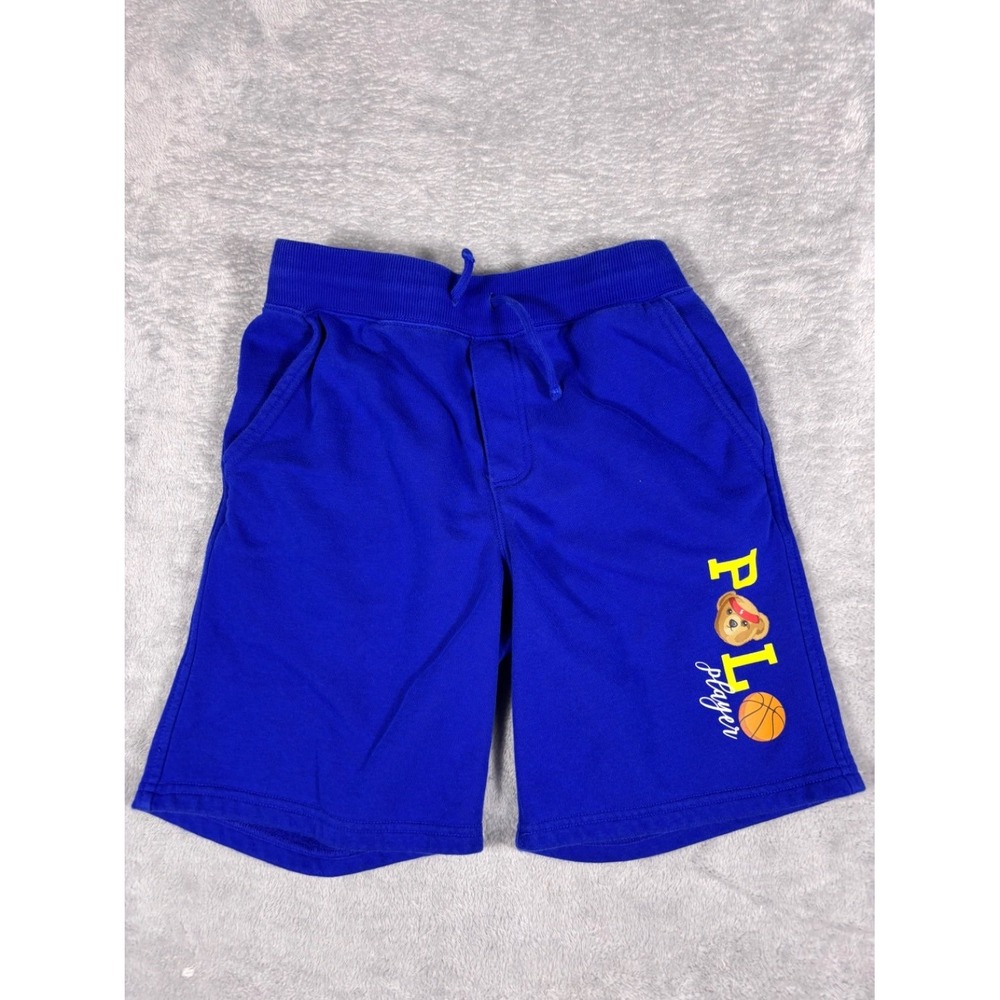 Polo Ralph Lauren Player Basketball Shorts Bear Boy M Blue Soft Fleece Interior